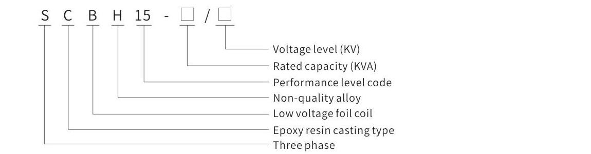 SCBH15 dry-type amorphous alloy iron core power transformer model and meaning diagram