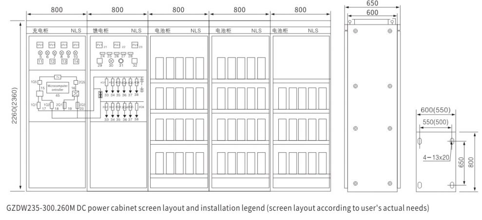 GZDW dc power supply cabinet installation drawing
